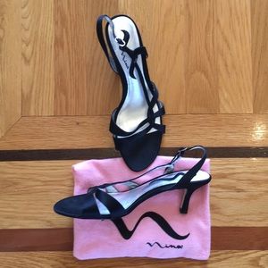 Nina Black Strappy Heel/Sandal